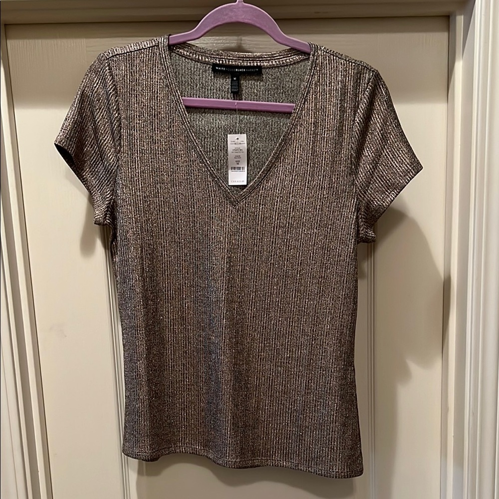 White House Black Market copper grey Short Sleeve Top size medium.